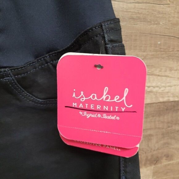 NEW Size 14 Isabel Maternity Bermuda Black Jean Shorts Crossover‎ Panel Black - Picture 7 of 16